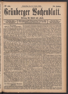 Grünberger Wochenblatt: Zeitung für Stadt und Land, No. 120. (11. October 1894)