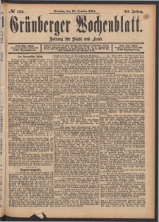 Grünberger Wochenblatt: Zeitung für Stadt und Land, No. 122. (16. October 1894)
