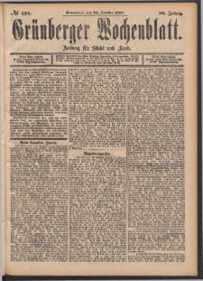 Grünberger Wochenblatt: Zeitung für Stadt und Land, No. 124. (20. October 1894)
