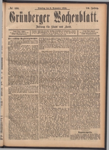 Grünberger Wochenblatt: Zeitung für Stadt und Land, No. 131. (6. November 1894)