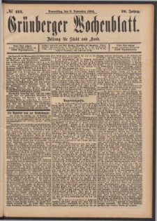 Grünberger Wochenblatt: Zeitung für Stadt und Land, No. 132. (8. November 1894)