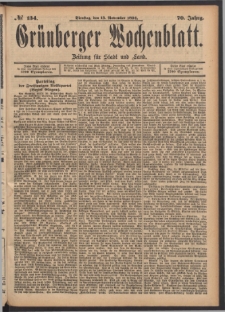 Grünberger Wochenblatt: Zeitung für Stadt und Land, No. 134. (13. November 1894)