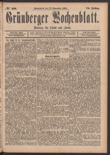 Grünberger Wochenblatt: Zeitung für Stadt und Land, No. 136. (17. November 1894)