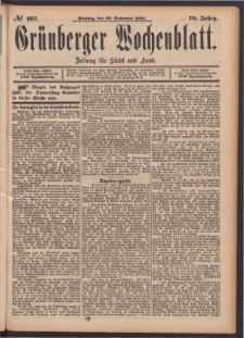 Grünberger Wochenblatt: Zeitung für Stadt und Land, No. 137. (20. November 1894)