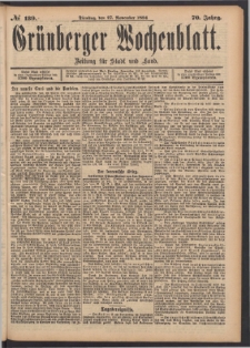 Grünberger Wochenblatt: Zeitung für Stadt und Land, No. 139. (27. November 1894)