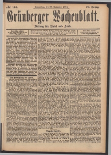 Grünberger Wochenblatt: Zeitung für Stadt und Land, No. 140. (29. November 1894)