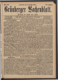 Grünberger Wochenblatt: Zeitung für Stadt und Land, No. 143. (6. December 1894)