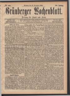 Grünberger Wochenblatt: Zeitung für Stadt und Land, No. 151. (25. December 1894)