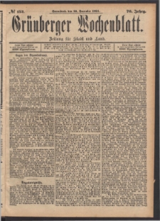 Gr&uuml;nberger Wochenblatt: Zeitung f&uuml;r Stadt und Land, No. 152. (29. December 1894)
