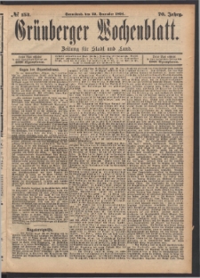Grünberger Wochenblatt: Zeitung für Stadt und Land, No. 152. (29. December 1894)