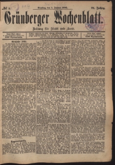 Grünberger Wochenblatt: Zeitung für Stadt und Land, No. 1. (1. Januar 1895)