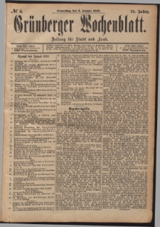 Grünberger Wochenblatt: Zeitung für Stadt und Land, No. 2. (3. Januar 1895)