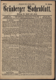 Grünberger Wochenblatt: Zeitung für Stadt und Land, No. 3. (5. Januar 1895)