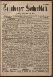 Grünberger Wochenblatt: Zeitung für Stadt und Land, No. 12. (26. Januar 1895)
