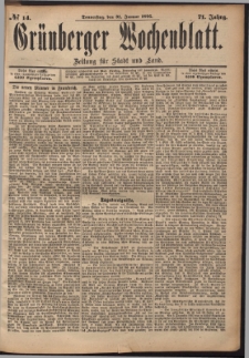 Grünberger Wochenblatt: Zeitung für Stadt und Land, No. 14. (31. Januar 1895)