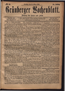 Grünberger Wochenblatt: Zeitung für Stadt und Land, No. 31. (12. März 1895)