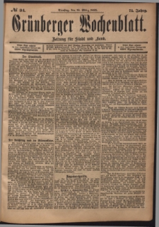 Grünberger Wochenblatt: Zeitung für Stadt und Land, No. 34. (19. März 1895)