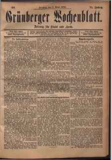 Grünberger Wochenblatt: Zeitung für Stadt und Land, No. 40. (2. April 1895)