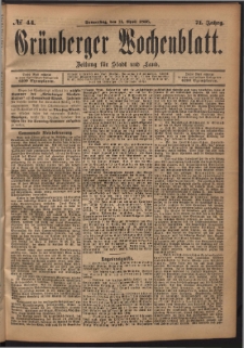 Grünberger Wochenblatt: Zeitung für Stadt und Land, No. 44. (11. April 1895)