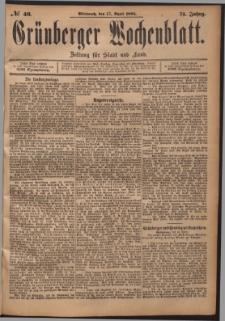 Grünberger Wochenblatt: Zeitung für Stadt und Land, No. 46. (17. April 1895)
