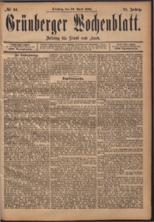 Grünberger Wochenblatt: Zeitung für Stadt und Land, No. 51. (30. April 1895)