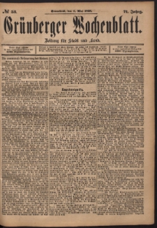 Grünberger Wochenblatt: Zeitung für Stadt und Land, No. 53. (4. Mai 1895)