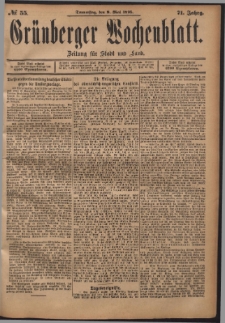 Grünberger Wochenblatt: Zeitung für Stadt und Land, No. 55. (9. Mai 1895)