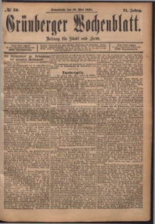 Grünberger Wochenblatt: Zeitung für Stadt und Land, No. 59. (18. Mai 1895)
