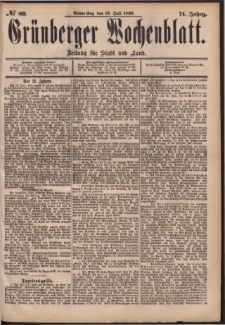 Grünberger Wochenblatt: Zeitung für Stadt und Land, No. 85. (18. Juli 1895)