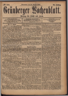 Grünberger Wochenblatt: Zeitung für Stadt und Land, No. 104. (31. August 1895)
