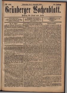 Grünberger Wochenblatt: Zeitung für Stadt und Land, No. 106. (5. September 1895)