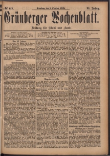 Grünberger Wochenblatt: Zeitung für Stadt und Land, No. 117. (1. October 1895)