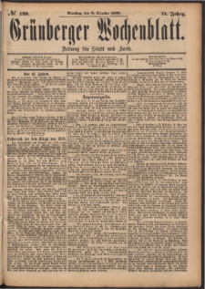 Grünberger Wochenblatt: Zeitung für Stadt und Land, No. 120. (8. October 1895)