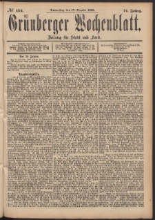 Grünberger Wochenblatt: Zeitung für Stadt und Land, No. 124. (17. October 1895)