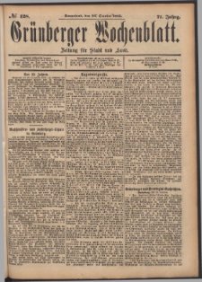 Grünberger Wochenblatt: Zeitung für Stadt und Land, No. 128. (26. October 1895)