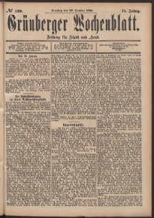 Grünberger Wochenblatt: Zeitung für Stadt und Land, No. 129. (29. October 1895)