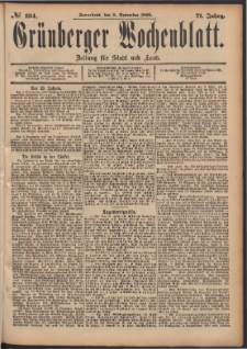 Grünberger Wochenblatt: Zeitung für Stadt und Land, No. 134. (9. November 1895)