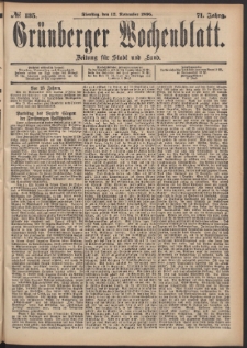 Grünberger Wochenblatt: Zeitung für Stadt und Land, No. 135. (12. November 1895)