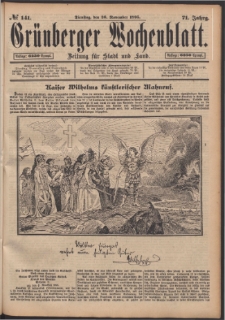 Grünberger Wochenblatt: Zeitung für Stadt und Land, No. 141. (26. November 1895)