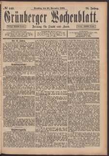 Grünberger Wochenblatt: Zeitung für Stadt und Land, No. 147. (10. December 1895)