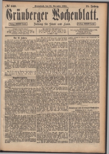Grünberger Wochenblatt: Zeitung für Stadt und Land, No. 149. (14. December 1895)