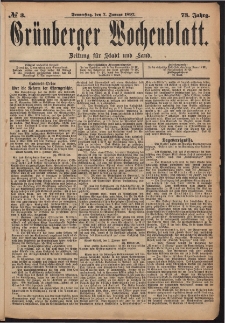 Grünberger Wochenblatt: Zeitung für Stadt und Land, No. 3. (7. Januar 1897)