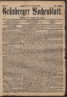 Grünberger Wochenblatt: Zeitung für Stadt und Land, No. 4. (9. Januar 1897)