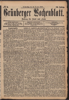 Grünberger Wochenblatt: Zeitung für Stadt und Land, No. 6. (14. Januar 1897)
