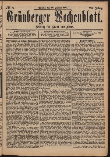 Grünberger Wochenblatt: Zeitung für Stadt und Land, No. 8. (19. Januar 1897)