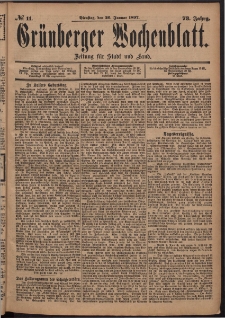 Grünberger Wochenblatt: Zeitung für Stadt und Land, No. 11. (26. Januar 1897)
