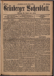 Grünberger Wochenblatt: Zeitung für Stadt und Land, No. 13. (30. Januar 1897)