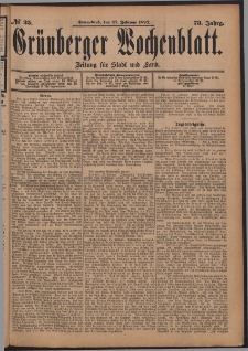 Grünberger Wochenblatt: Zeitung für Stadt und Land, No. 25. (27. Februar 1897)