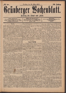 Grünberger Wochenblatt: Zeitung für Stadt und Land, No. 38. (30. März 1897)
