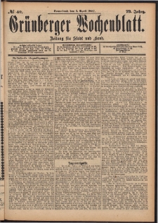 Grünberger Wochenblatt: Zeitung für Stadt und Land, No. 40. (3. April 1897)